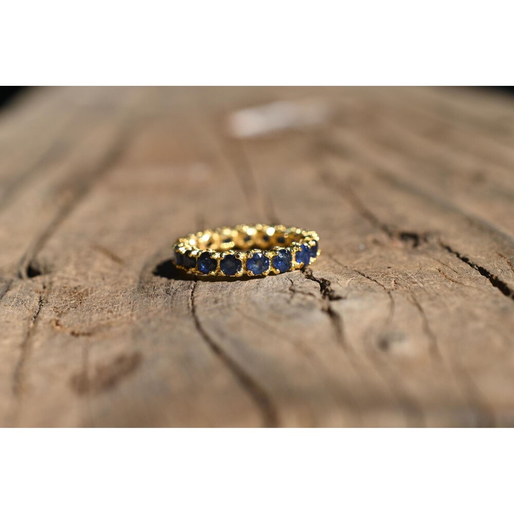 Eternity ring blue 3mm sapphire forever style